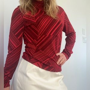 Vintage 1970s red Donna mockneck long-sleeve top size XL